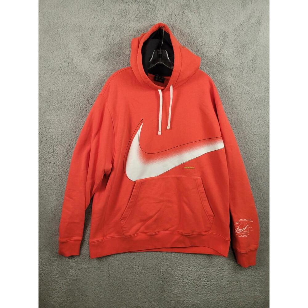 Nike Swoosh Optic Hoodie Orange Sweatshirt Mens Medium 2XL.